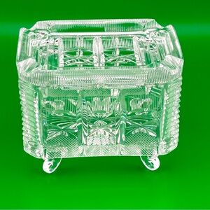 Vintage American Brillant Cut Glass Covered Cigarette Box.